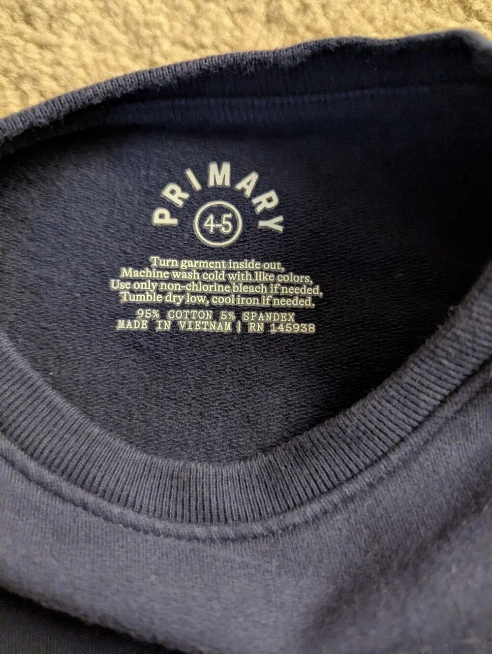 EUC Primary Kids Pocket Tunic Sweatshirt In Navy Rainbow Stars Size 4-5